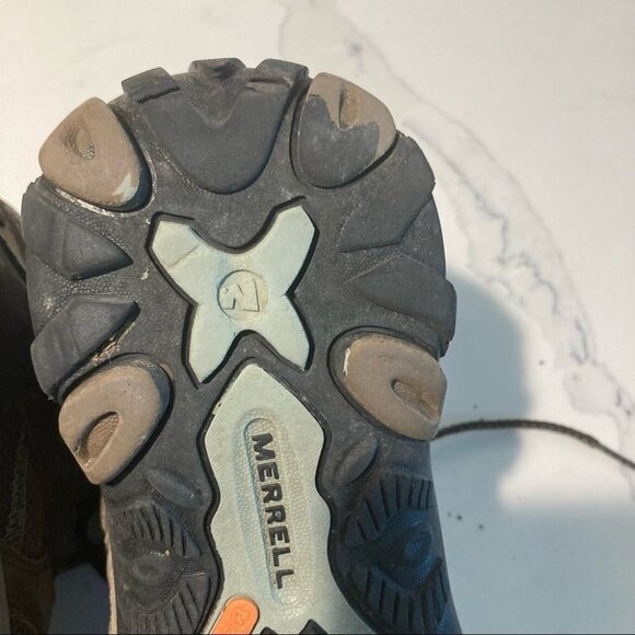 MERRELL  Sz 6.5 Leather Hiking Lace Up Grip Sole Boots - Picture 8 of 16